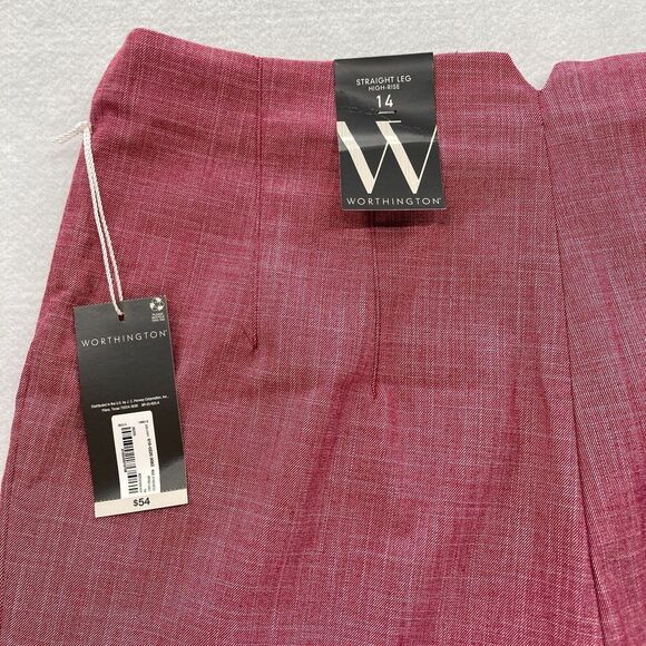Worthington Dress Pant Women's 14 Straight Leg Crop Red Stretch Fabric High Rise - Picture 11 of 12